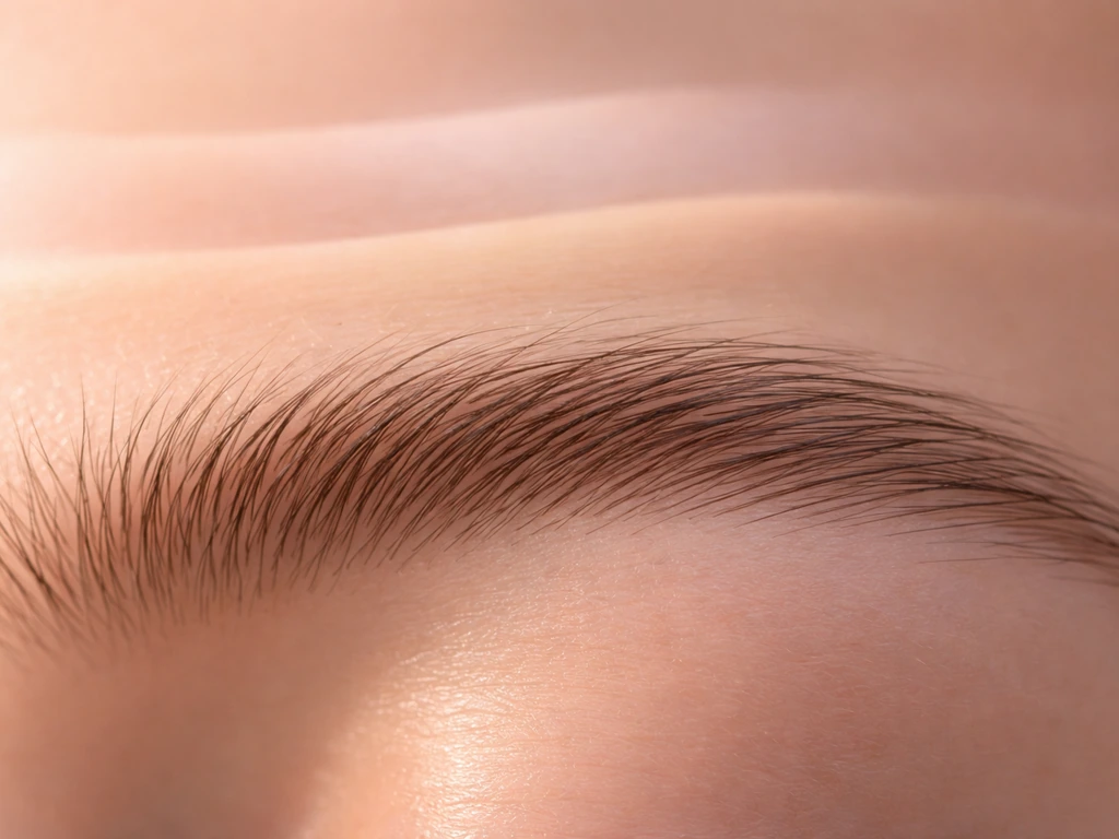 Close-up of an eyebrow with a simple phase-like blur over the hairs, showing growth and rest stages.