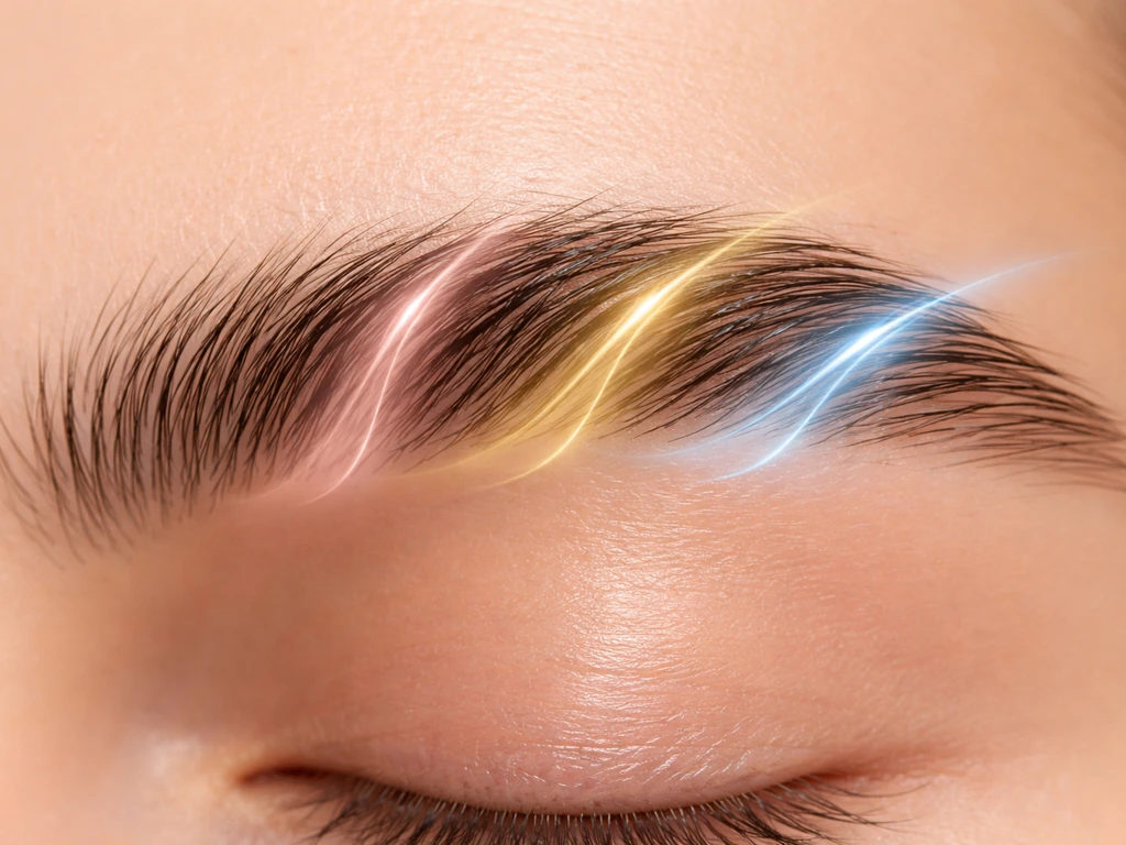 Close-up of an eyebrow with subtle abstract visual cues suggesting stages over a 72-hour timeline.
