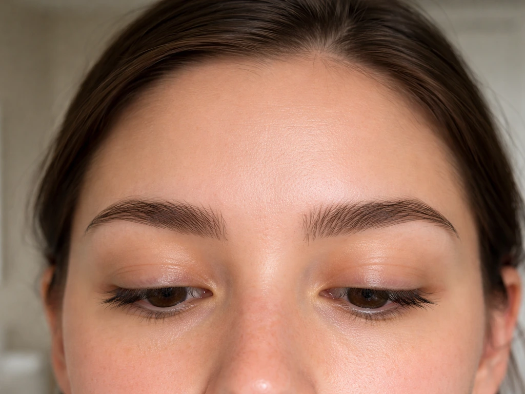 Close-up of a person’s face showing subtle eyebrow asymmetry in natural light